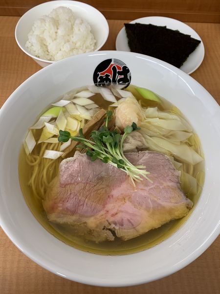 「塩ワンタンメン 白米 海苔」@らーめん はやしの写真