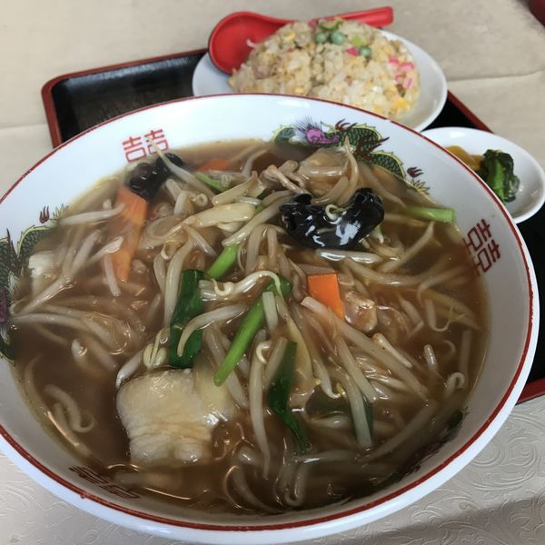 「サンマー麺と半炒飯セット（￥800）」@石川家食堂の写真
