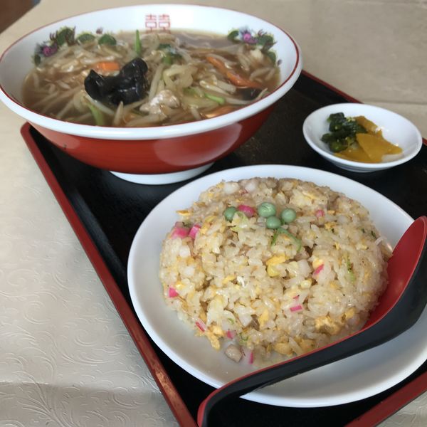 「サンマー麺と半炒飯セット（￥800）」@石川家食堂の写真