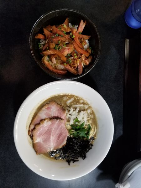 「濃厚そば・和え玉醤油・豚めし」@麺処 晴の写真