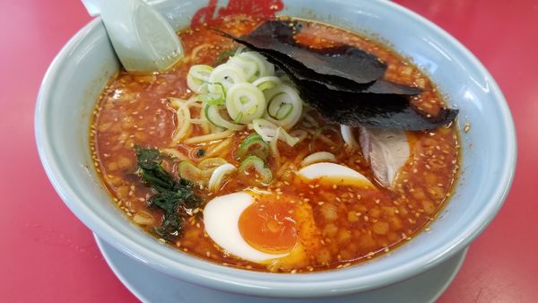 「辛味噌ネギラーメン　激辛　味玉トッピング」@山岡家 松本店の写真