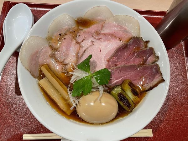「味玉紀州鴨そば(チャーシュー・鴨増し)」@燃えよ麺助の写真