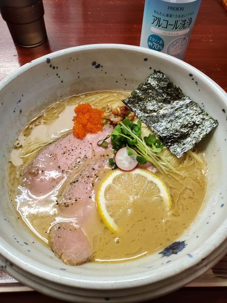 「限定・魚貝白湯そば～白子ソース添え・麺大盛」@創作麺処 スタ★アトの写真