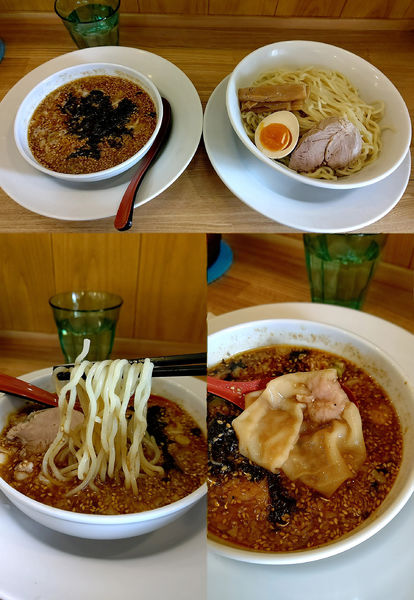 「『辛旨つけめん(￥950)』を大盛＆冷盛＆辛さ1で...」@ワンタンメンの満月 三鷹店の写真