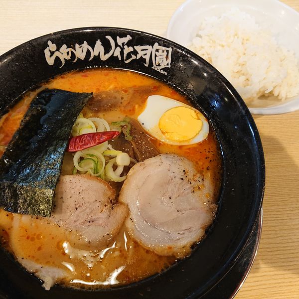 「バリ辛みそ820円、ライス120円」@らあめん花月嵐 名護バイパス店の写真