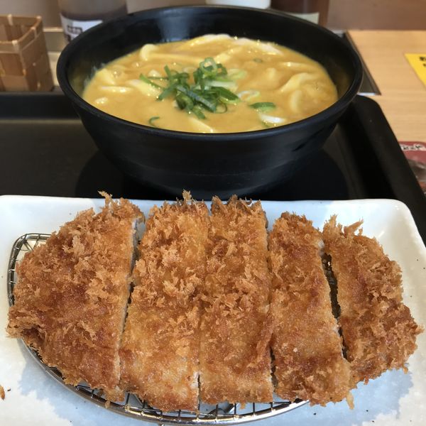「ロースかつクリームカレーうどん（￥650）」@松のや 武蔵新田店の写真