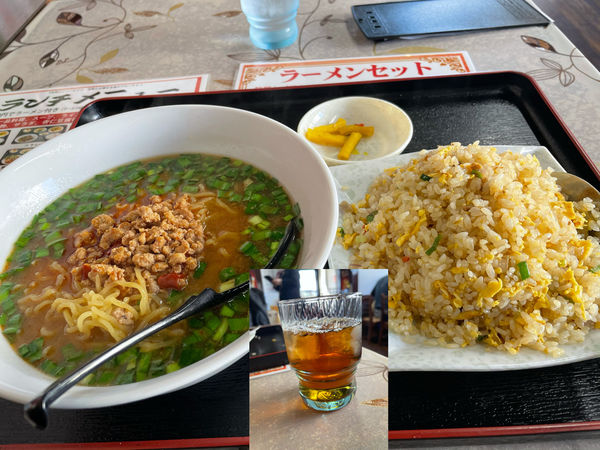 「台湾味噌ラーメン、炒飯セット750円」@中華料理 八福 茨大前店の写真