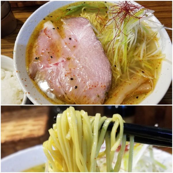 「ニンニク塩そば(大盛り)＆ランチライス」@麺屋 誠の写真