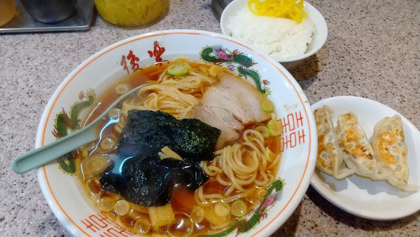 「麺定食（しょうゆ）750円」@ラーメン王 後楽本舗の写真