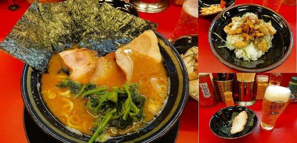 「ラーメン700円硬薄、豚トロ、半チャーシューまぶし、ビール」@柏 王道家の写真