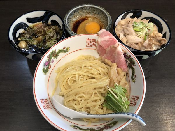 「(Ａセット)正油つけ麺＋生姜焼卵かけご飯1180円」@メンショップ アキラの写真
