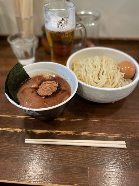 「「味玉つけめん(大盛り)&生ビール」」@麺処 井の庄の写真