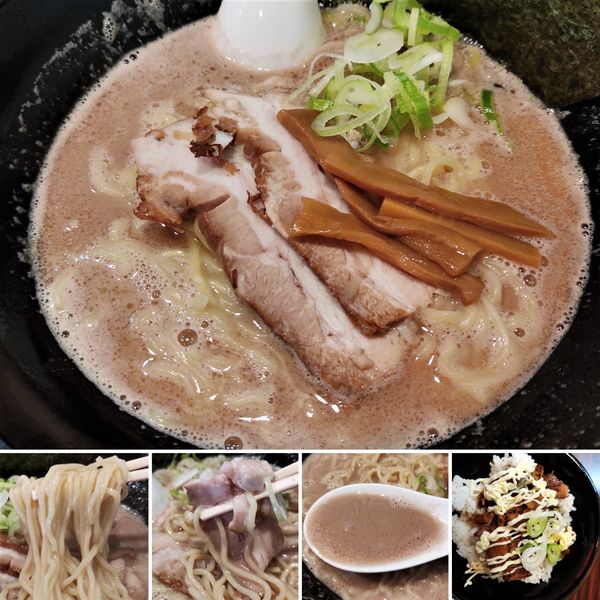 「ラーメン(細麺/大盛)＋叉焼丼＝950円」@ラーメン長山の写真