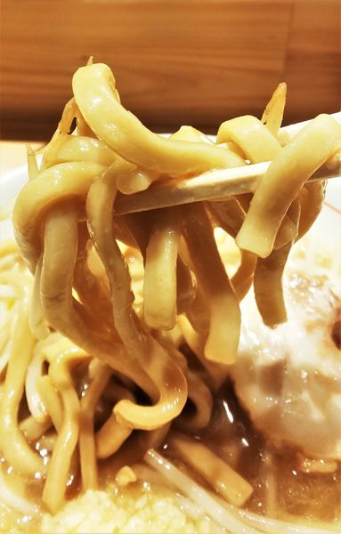 「ラーメン中（極太麵、ニンニクアブラマシ）」@眞久中の写真