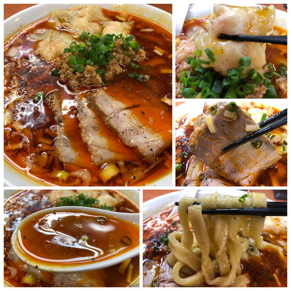 「海老ワンタンメン 900円 辛口 100円 ビール 200円」@日陰の写真