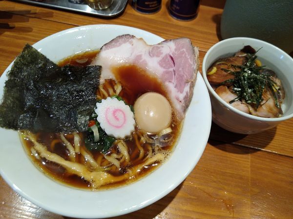 「中華そば 780円 味玉(CP) ネギ焼豚丼 310円」@麺屋 真心の写真