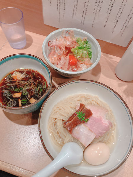 「味玉つけ麺　卵かけご飯」@らぁ麺 くろ渦の写真
