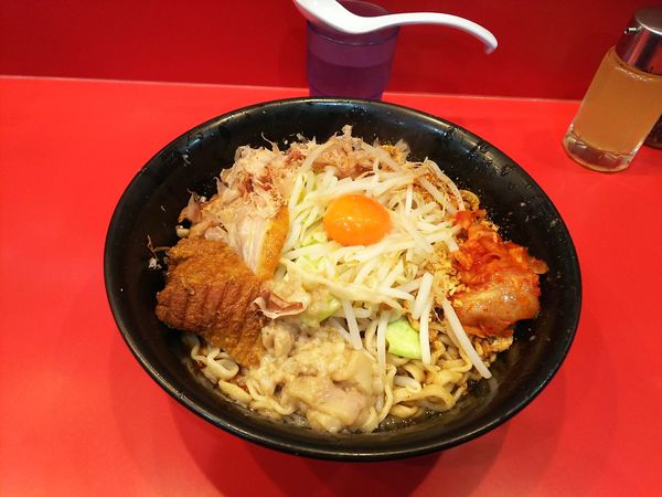 「辛いまぜそば辛さ3倍 あぶらカリカリ七味キムチ」@麺屋 桐龍の写真