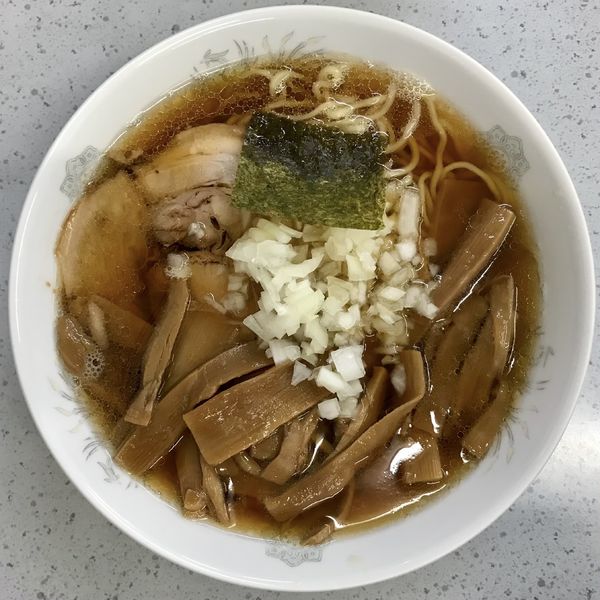 「アサヒスーパードライ → メンマラーメン  蕎麦粉入り中華麺」@丸幸の写真