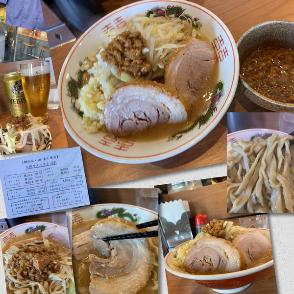 「ミニらーめん850円＋別皿豚カス入り味付きアブラ＋ビール」@麺処 ほん田 東十条店の写真