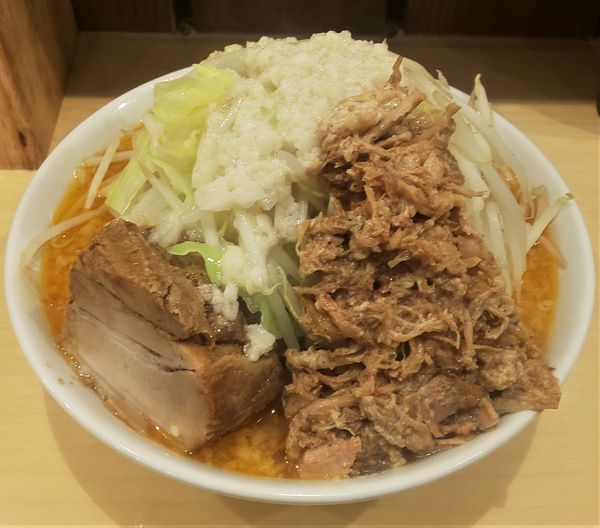 「みそらーめん+ほぐし豚」@らーめん影武者 本館の写真