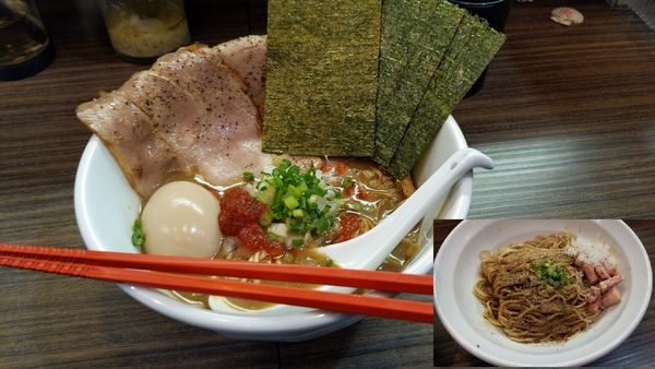 「特製濃厚海老+味付き和え玉」@麺屋 煮干と鶏 ひんなの写真