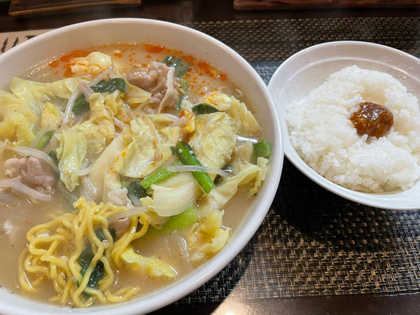 「タンメン900円、ライス150円」@旭川らあめん ひでまるの写真