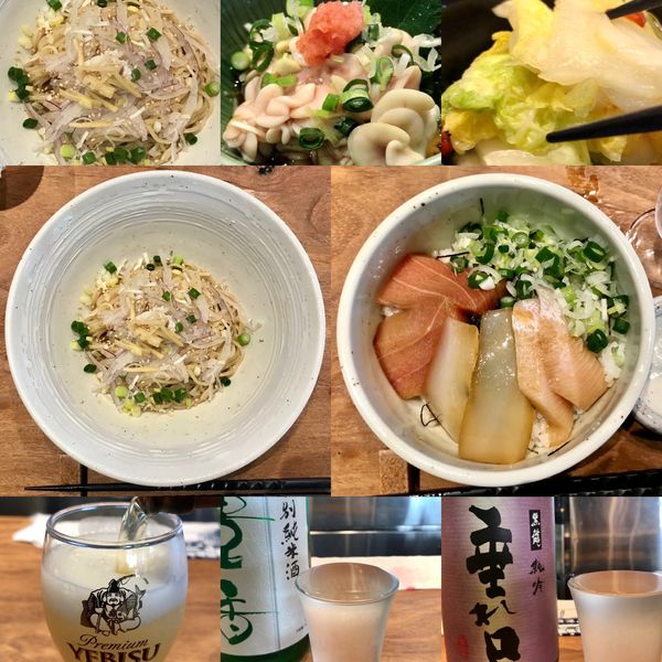 「サッポロ黒生→日本酒 豊香&黒龍→鯛の冷やし和えそば＋他諸々」@三鷹らーめん酒場 SALの写真