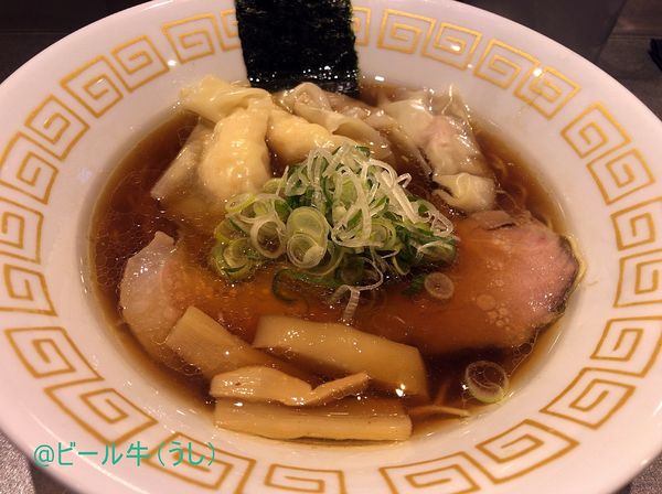 「特製ワンタン麺黒だし(1000円)」@麺や くろえもんの写真