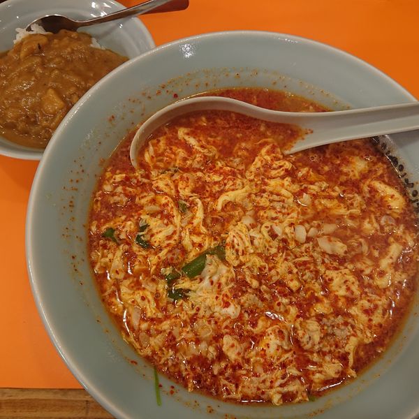 「Cセット1000円(めちゃ辛)、ニラ150円」@元祖ニュータンタンメン本舗 伊勢佐木店の写真