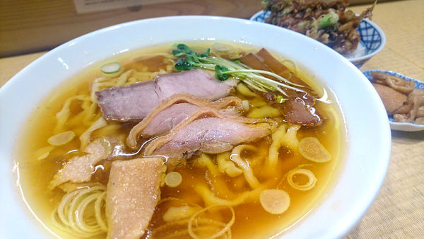 「【夜】親鶏中華そば+親皮+かき揚げ小丼」@手打 親鶏中華そば 綾川の写真