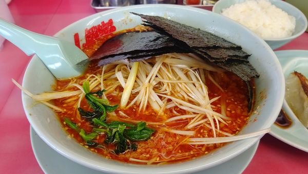 「辛味噌ネギラーメン激辛＋半ライス1000円クーポンノリ」@山岡家 富士店の写真