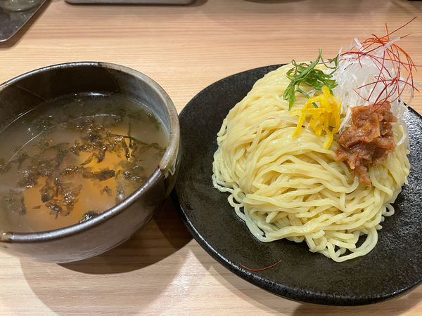 「【限定】梅とあおさの鶏出汁つけ麺1000円」@常陸 景虎の写真