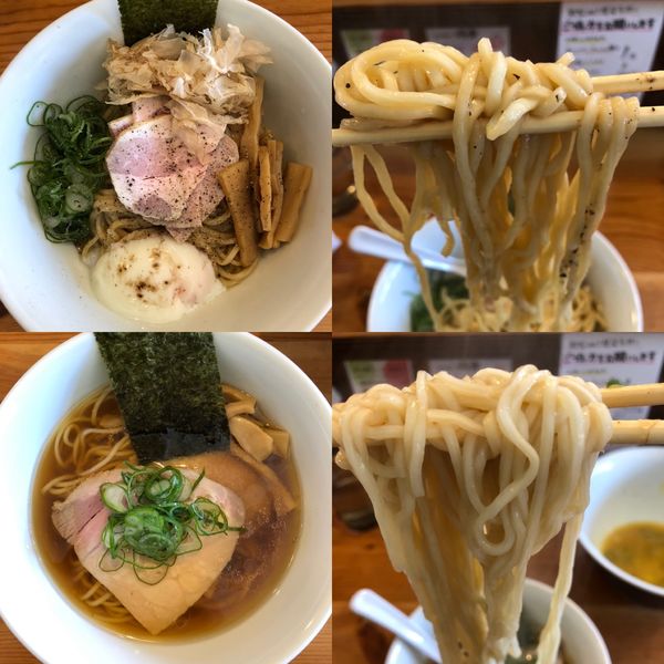 「黒薩摩地鶏のまぜそば+ハーフ醤油ラーメン」@麺や渦雷UZURAIの写真