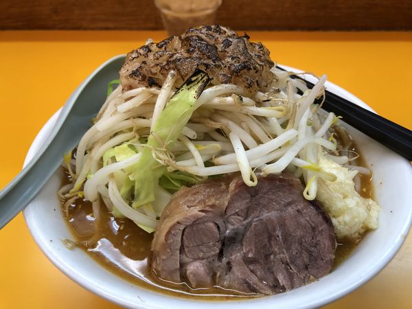 「ミニラーメン650円+味噌50円+ニンニク+野菜+焦がし脂」@ラーメンエース 八王子店の写真