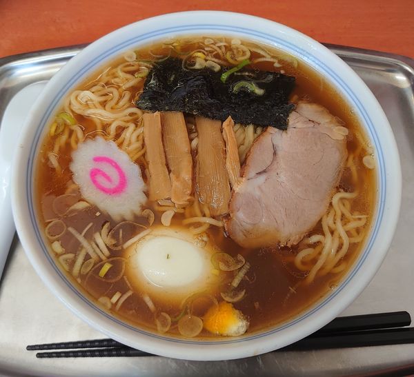 「ゆで玉子入り中華麺(小、850円)」@河辺大勝軒の写真