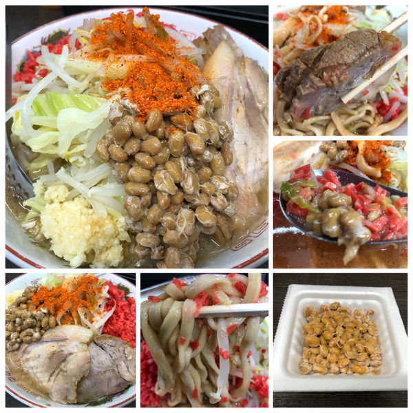 「小ラーメン750円 紅生姜50円 納豆50円ニンニク」@ラーメン二郎 川越店の写真