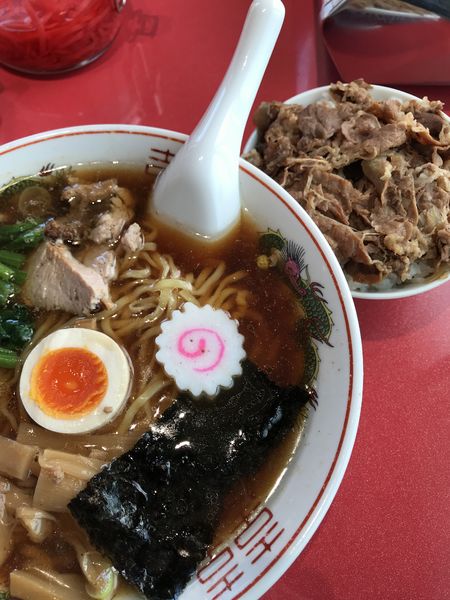 「中華そば、ミニ牛丼」@多文の写真