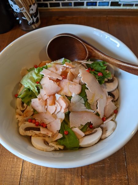 「【限定】鶏の半生節とマッシュルームのまぜそば」@ニューカッパの写真