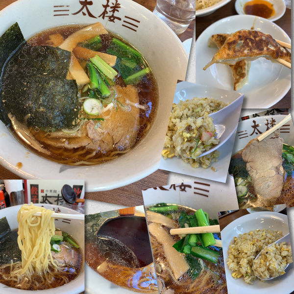 「ラーメン＋ミニ炒飯セット880円＋餃子（ｸｰﾎﾟﾝ）」@中華麺飯 太楼の写真