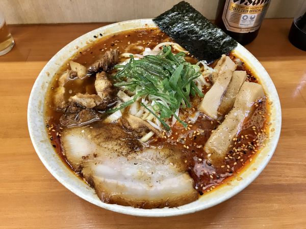 「アサヒスーパードライ 中瓶 → 酸辣麺 300g」@自家製麺 福は内の写真