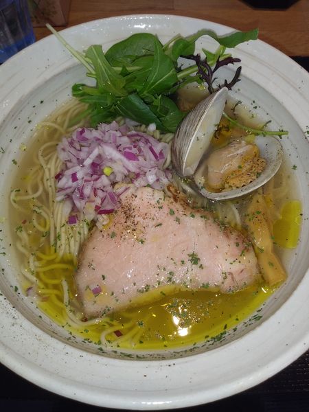 「貝そばビアンコ」@境逸品 鶏そば 山田屋の写真