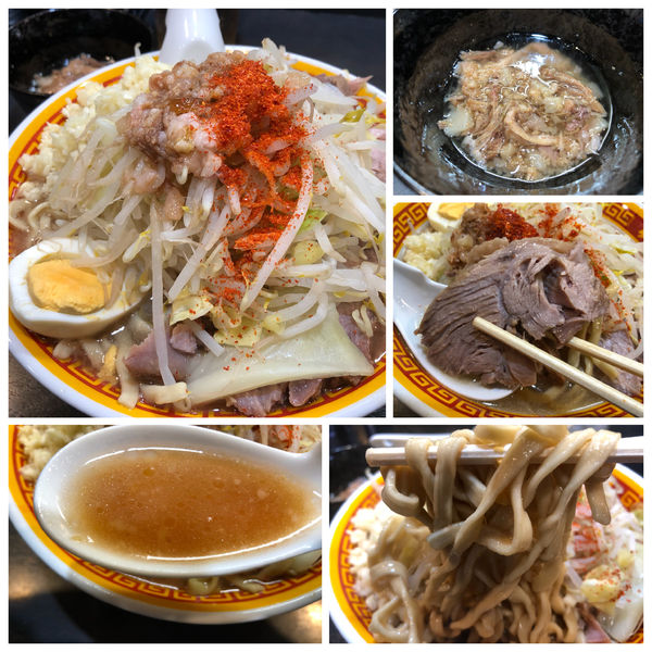 「ラーメン豚2枚900円麺カタメヤサイ少しニンニクアブラ」@えどもんどの写真