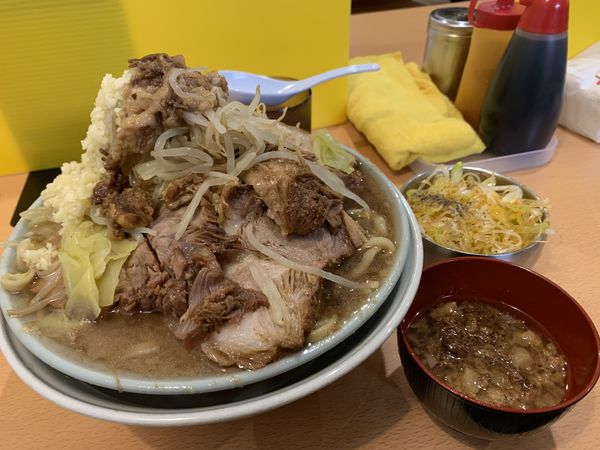 「豚ラーメン　全増し　辛ネギ」@俺の生きる道 つくば店の写真