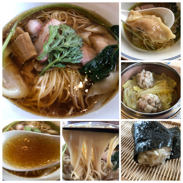 「わんたん入り醤油らぁ麺1350円焼売セット400円おにぎり」@Ramen FeeLの写真