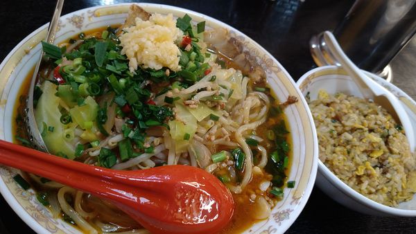 「次郎系ラーメン台湾、ミニチャーハン」@たんめん らーめん 娘娘飯店の写真