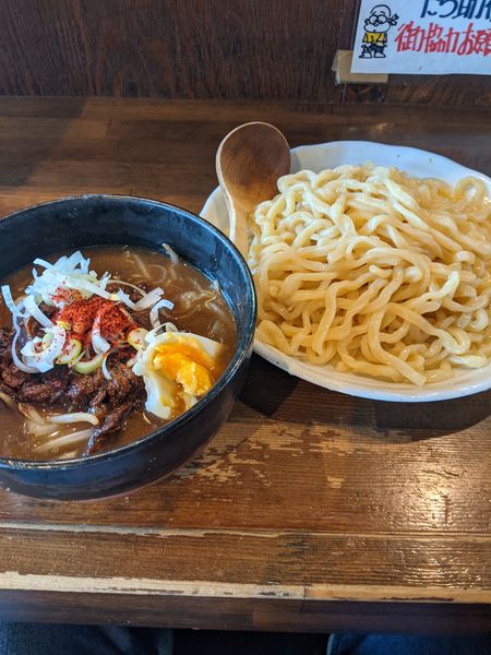 「牛すじつけそば（麺多め）」@麺 池谷精肉店の写真
