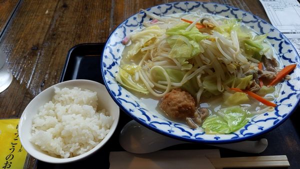 「柚子塩ちゃんぽん（野菜マシ）+ライス」@ちゃんぽん 由丸 品川港南店の写真