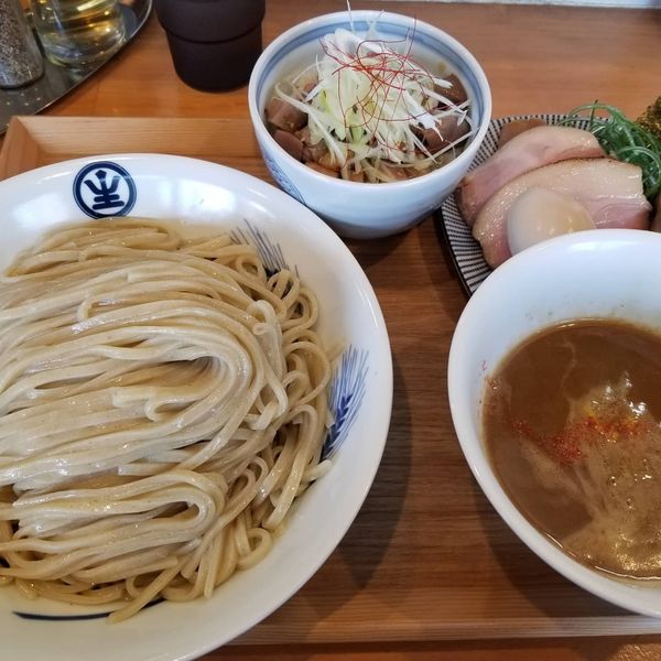 「特製濃厚つけそば大盛り＆炙り肉飯」@中華蕎麦 生るの写真