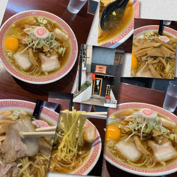 「月見中華そば850円＋メンマ」@中華そば えもとの写真